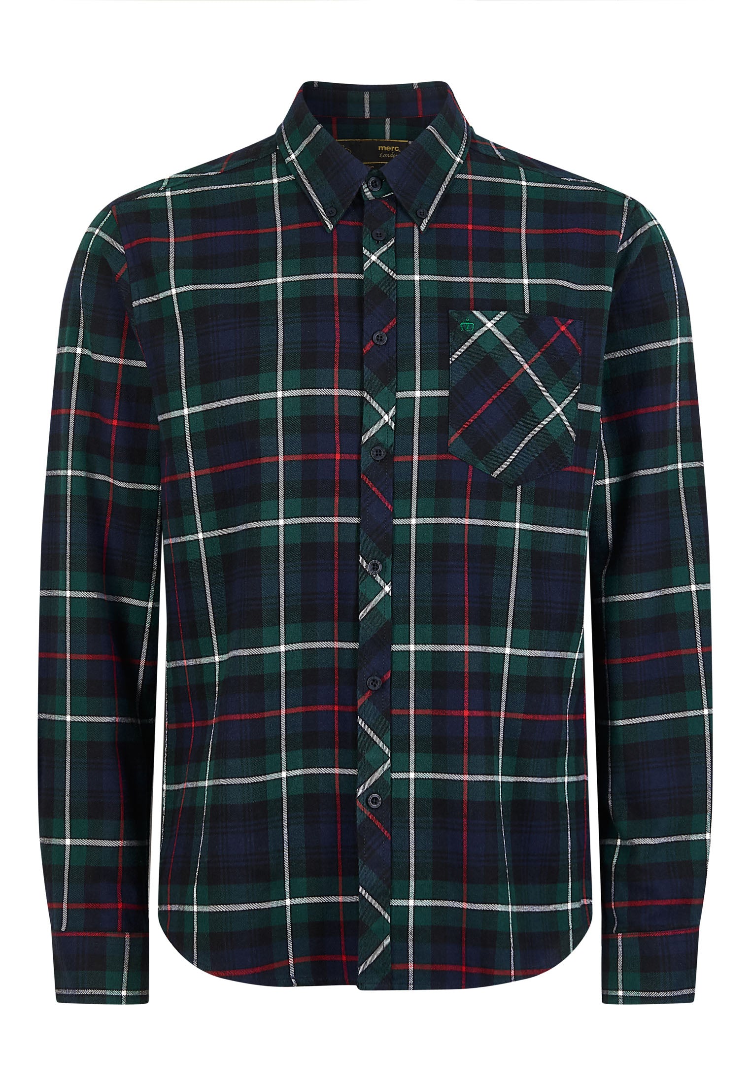 Brodick Brushed Twill Checked Tartan Shirt - Merc London - Front