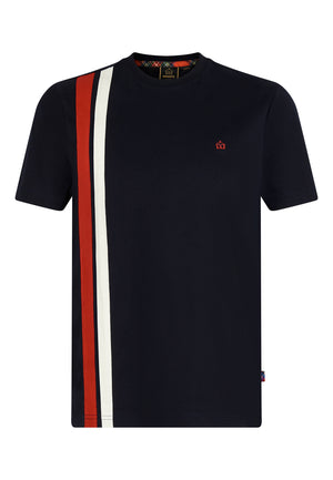 colour_Navy|Belmont Racer Stripe Men's T-Shirt In Navy