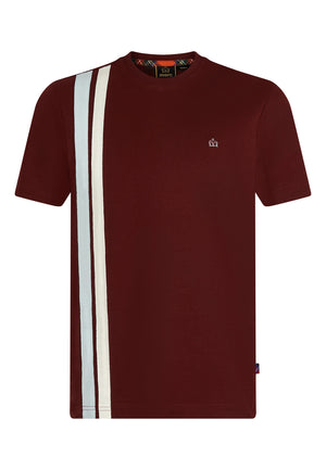 colour_Wine|Belmont Racer Stripe Men's T-Shirt In Wine