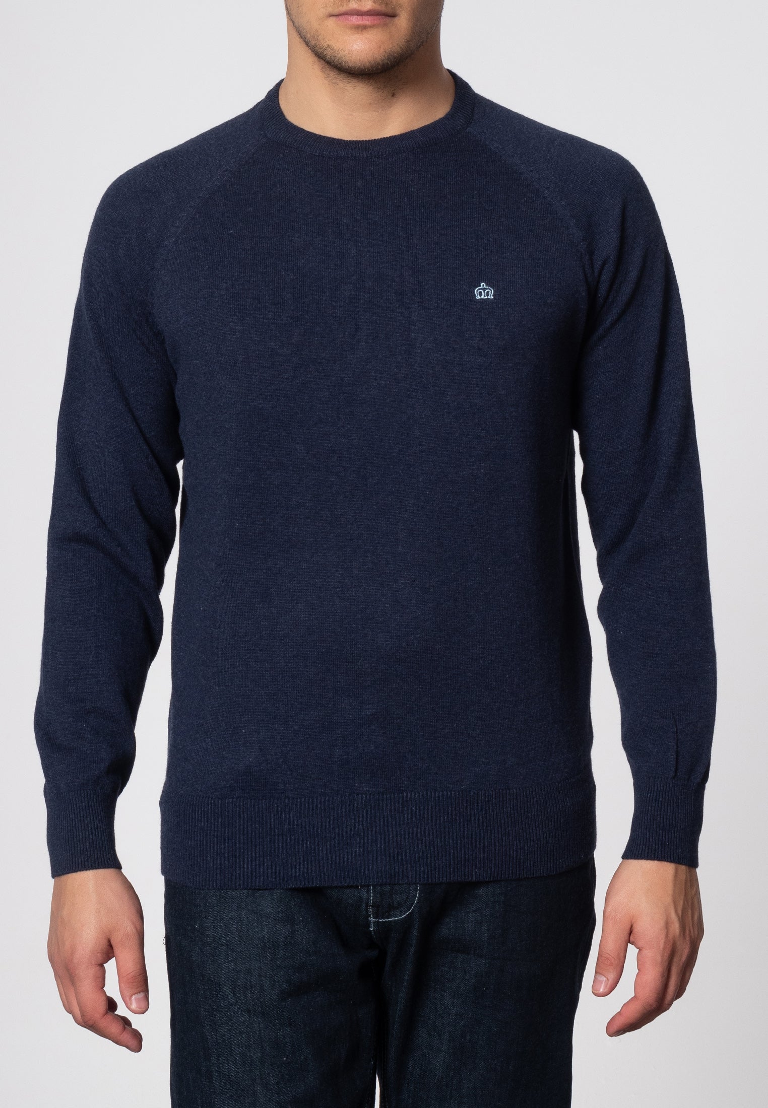 colour_Navy Marl|Berty Cashmere Blend Jumper - Merc London