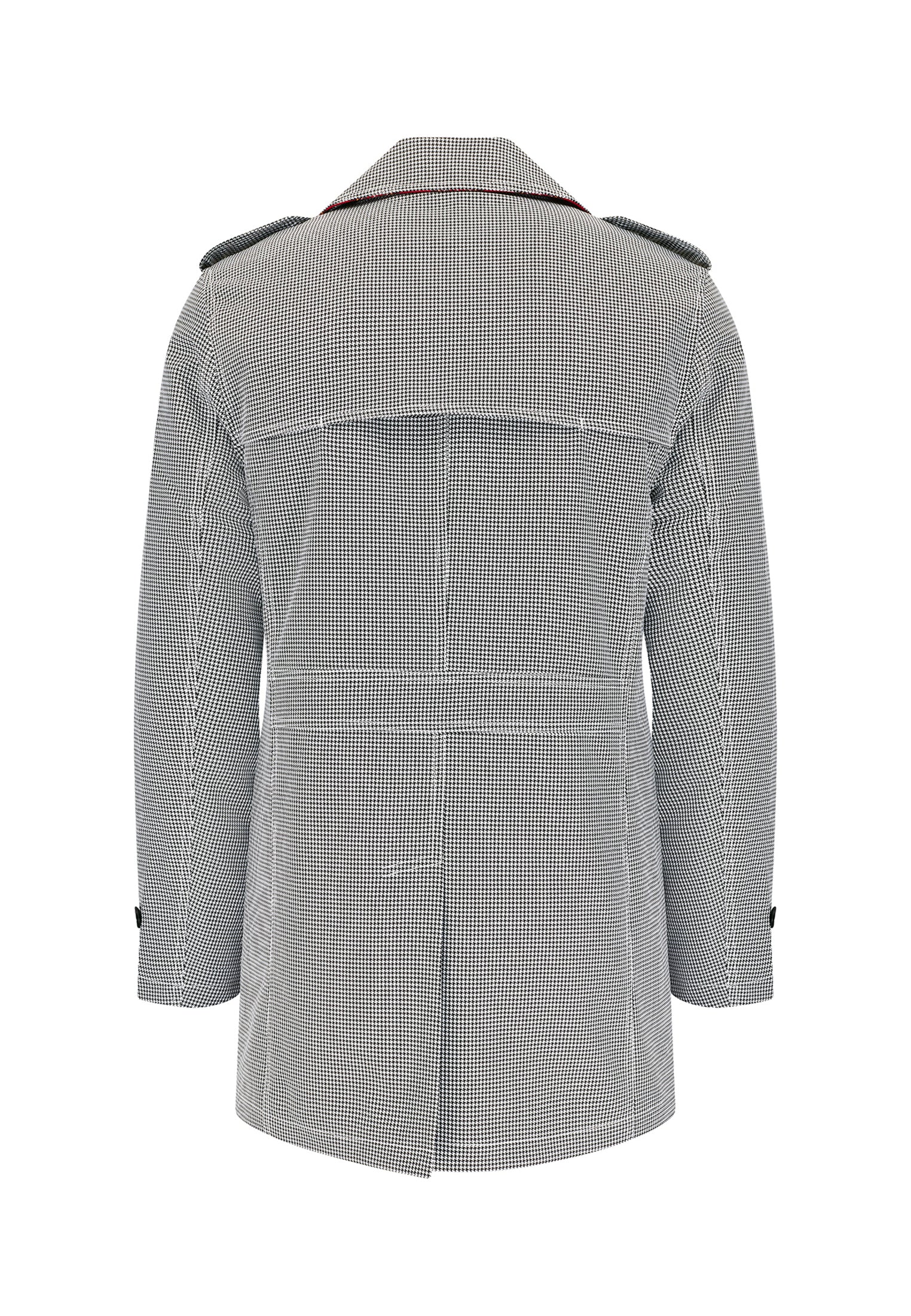 colour_Black/White|Houndstooth Padded Trench Coat