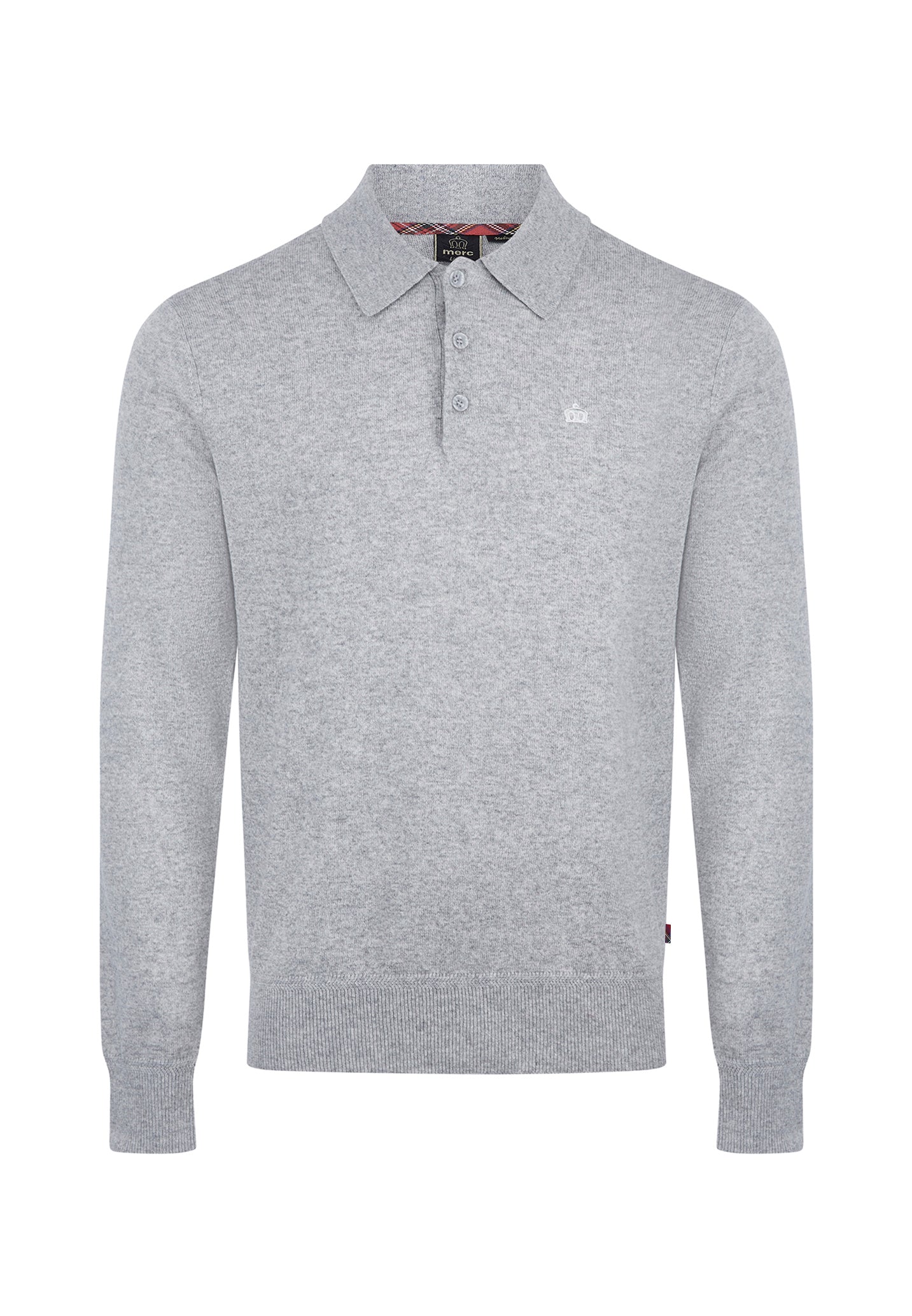 Grey Merino Wool Blend Knitted Polo by Merc London