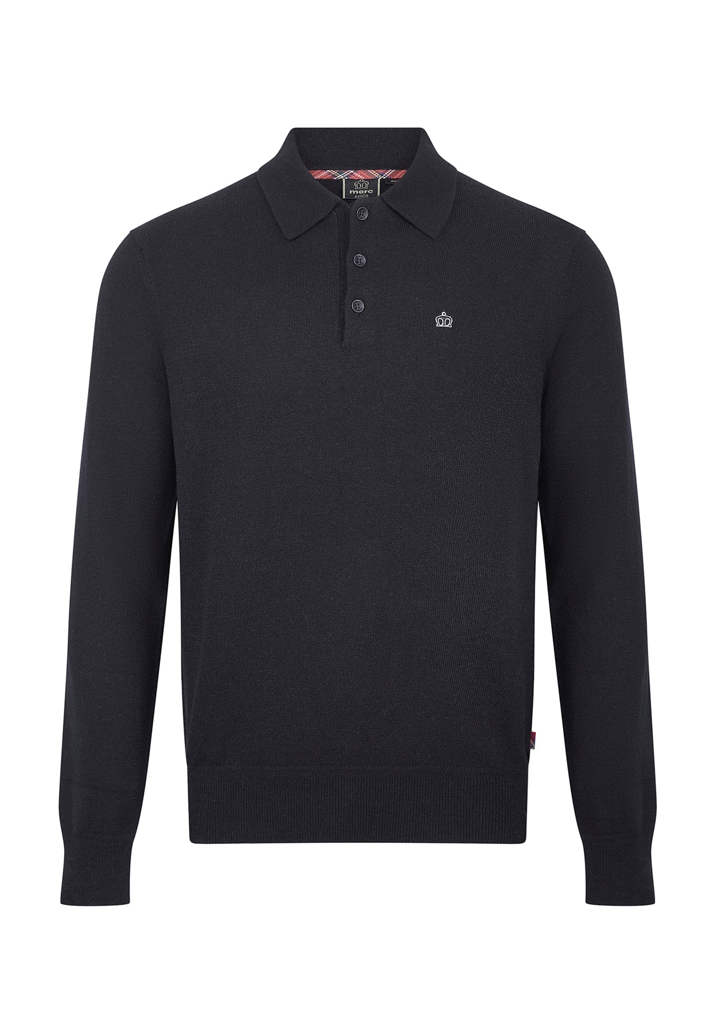 Dark Merino Wool Blend Knitted Polo by Merc London