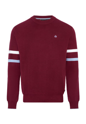 colour_Burgundy|Wine Merino Wool Ripple Stitch Jumper by Merc London