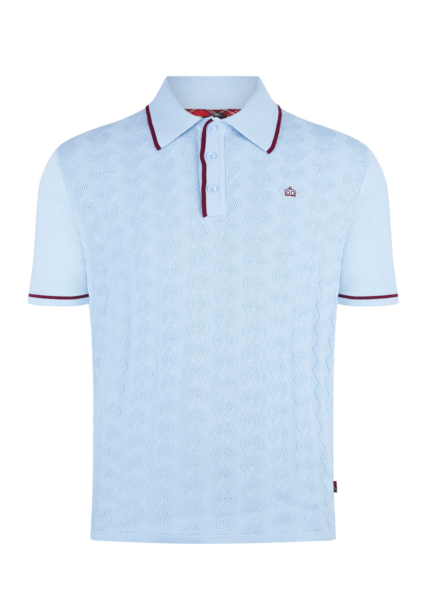 Blue Cable Knitted Polo Shirt by Merc London