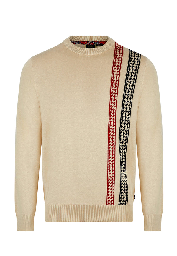 colour_Beige|Cream Merino Wool Blend Racer Stripes Jumper by Merc London