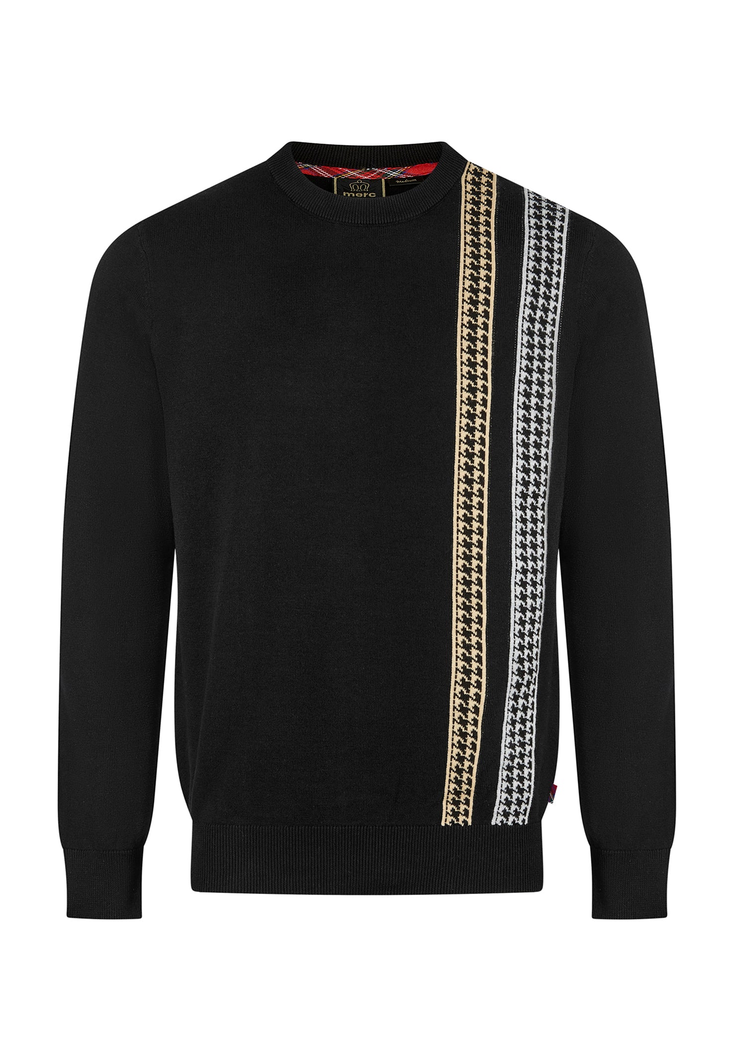 Dark Merino Wool Blend Racer Stripes Jumper by Merc London