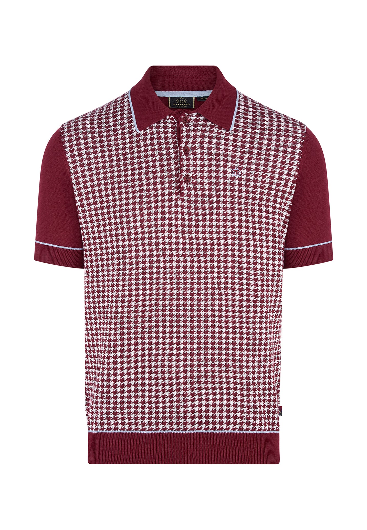 Dogtooth Knitted Polo Shirt by Merc London