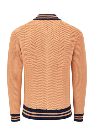 colour_Tan|Zipped Cardigan