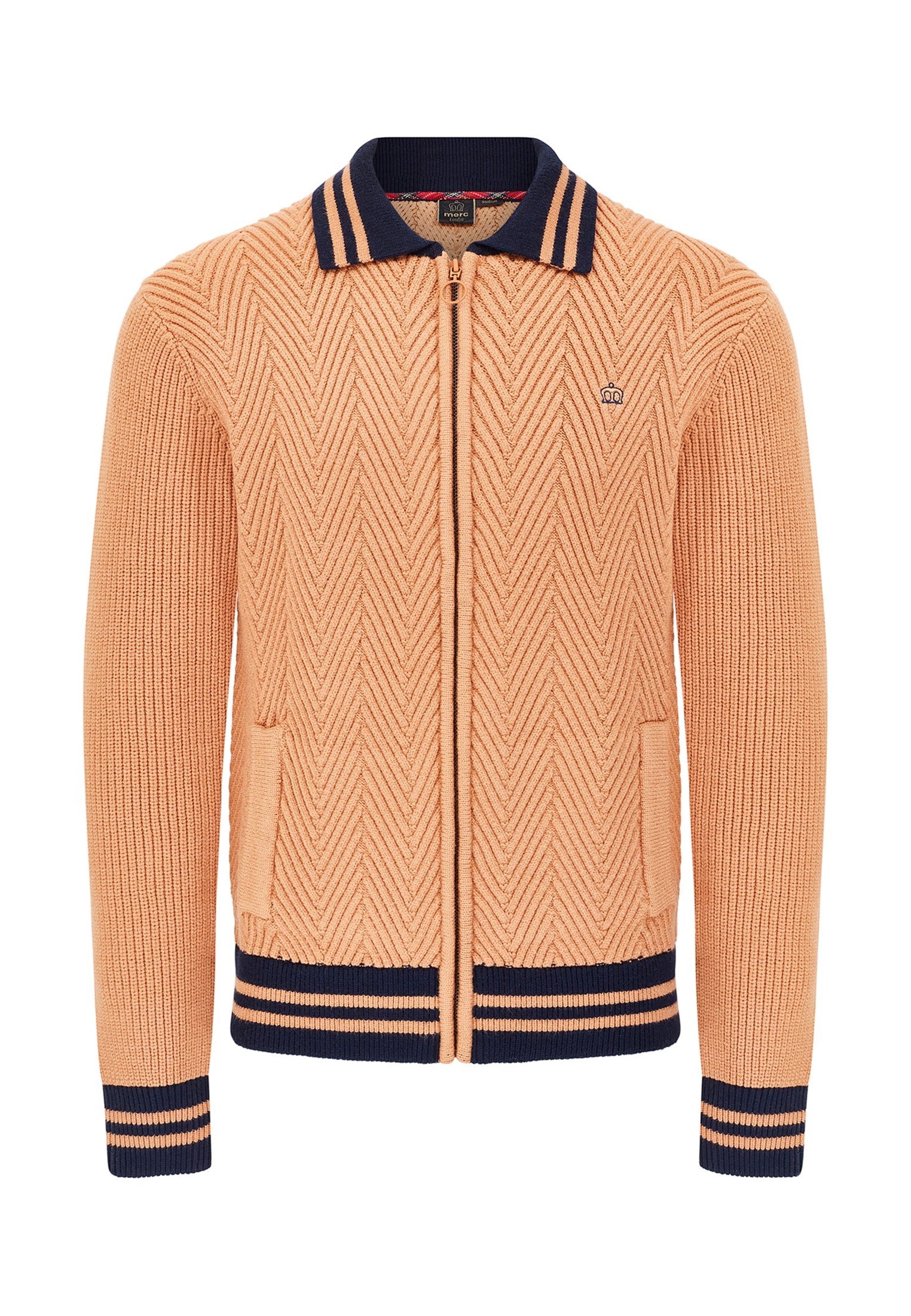 colour_Tan|Zipped Cardigan