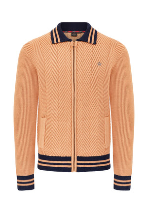 colour_Tan|Zipped Cardigan