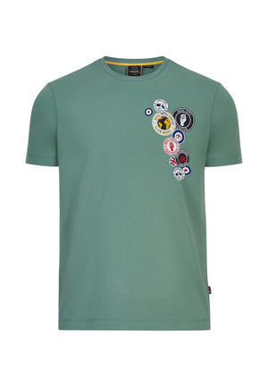 colour_Khaki|Badges Graphic Print T-Shirt by Merc London