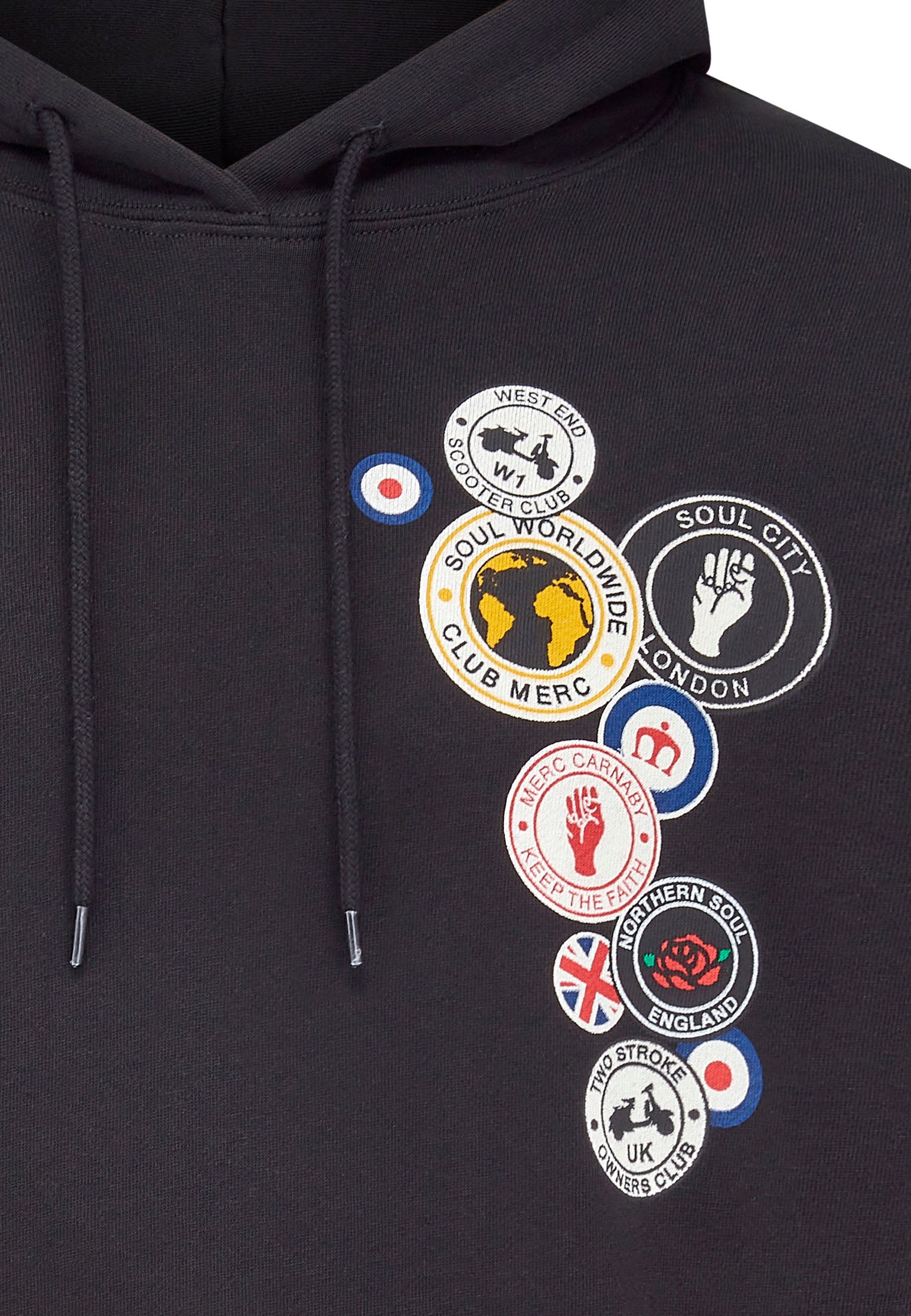 Badged Printed Hoodie with cords