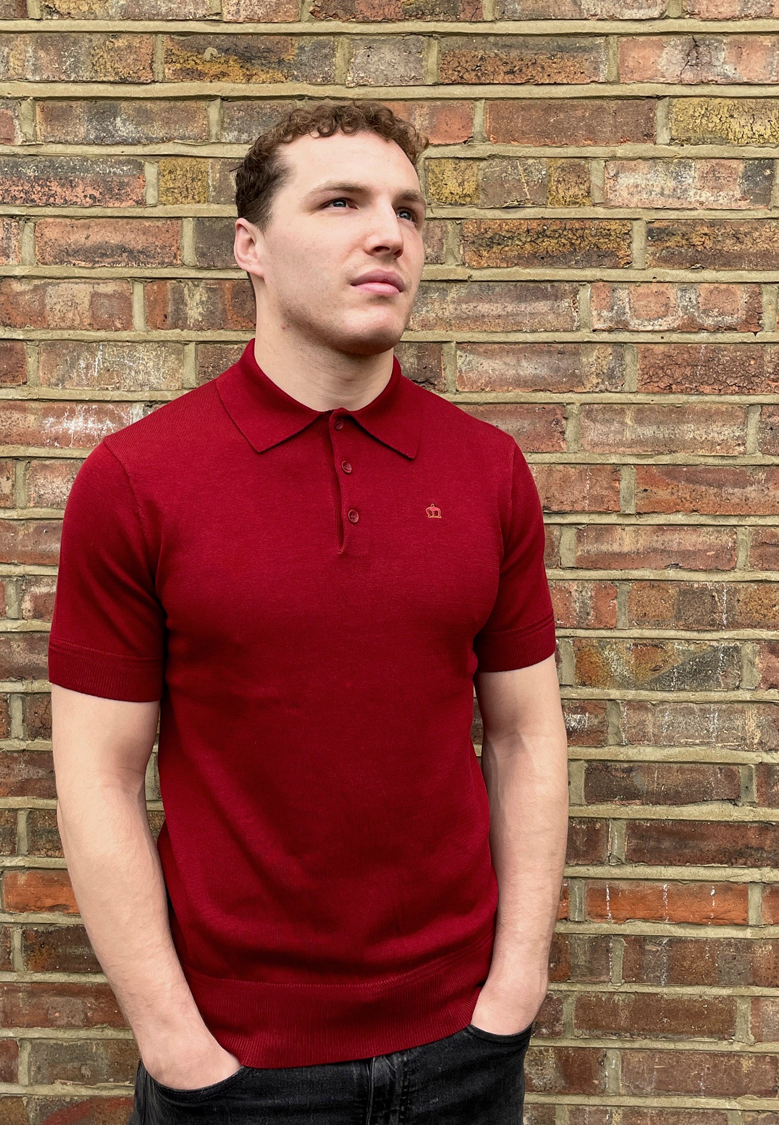 Super Soft Knitted Polo Shirt In Dark Blue by Merc