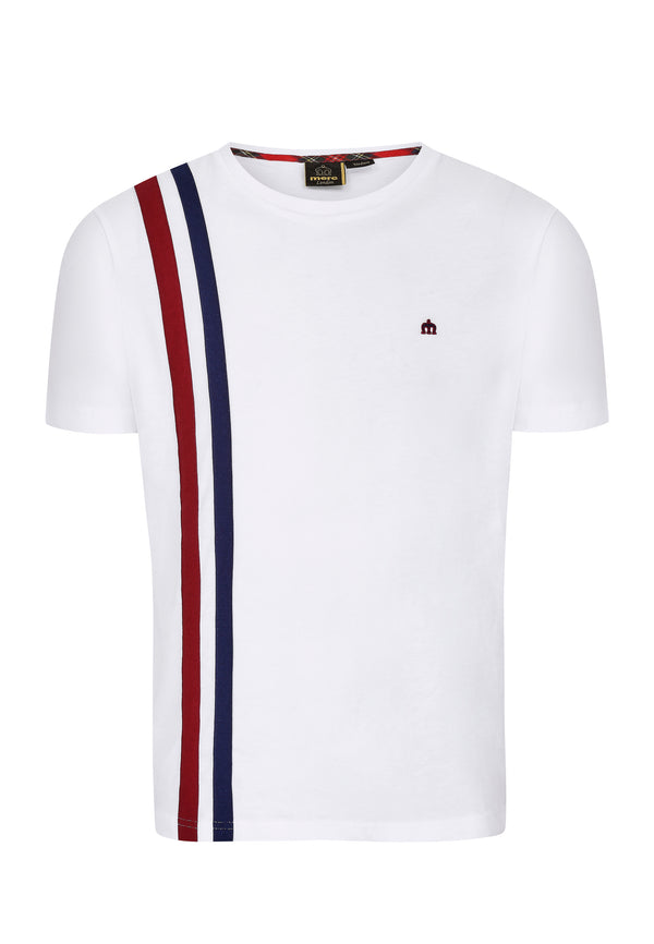 colour_White|Belmont Racer Stripe Men's T-Shirt In White