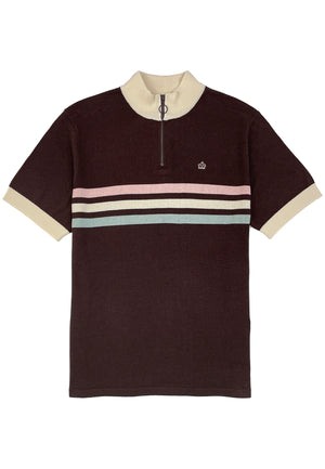 colour_Dark Brown|Knitted Zip Shirt by Merc