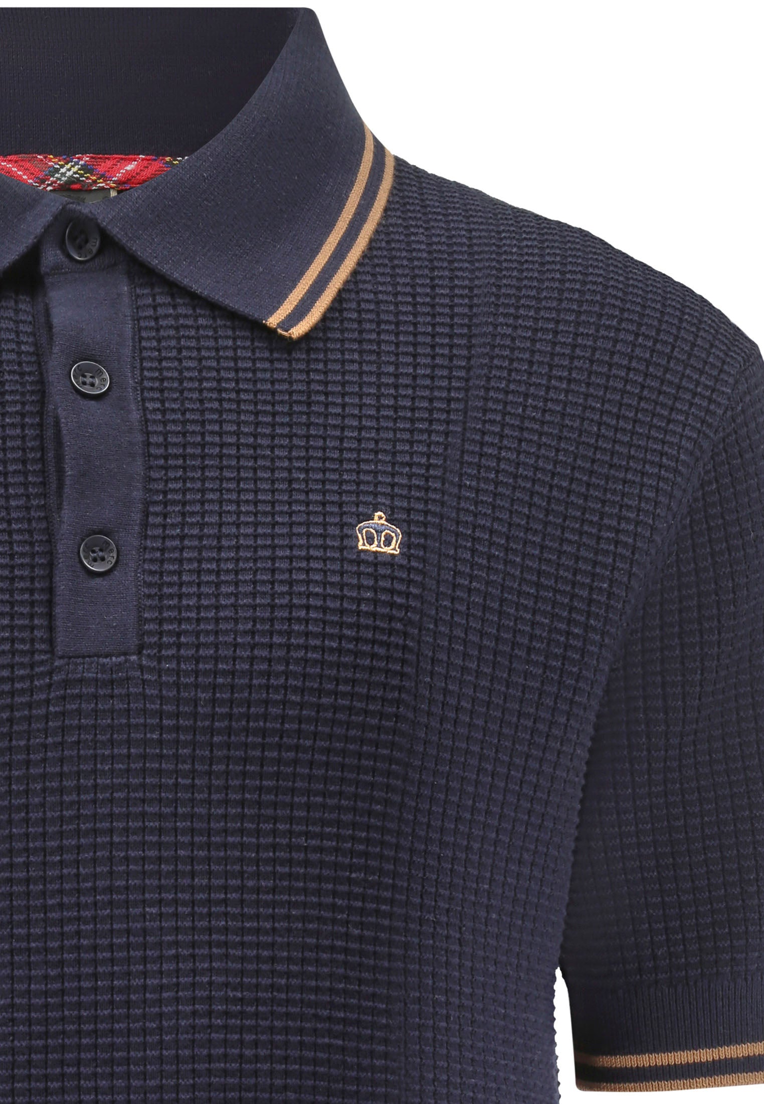 Waffle Knitted Polo Shirt Front by Merc