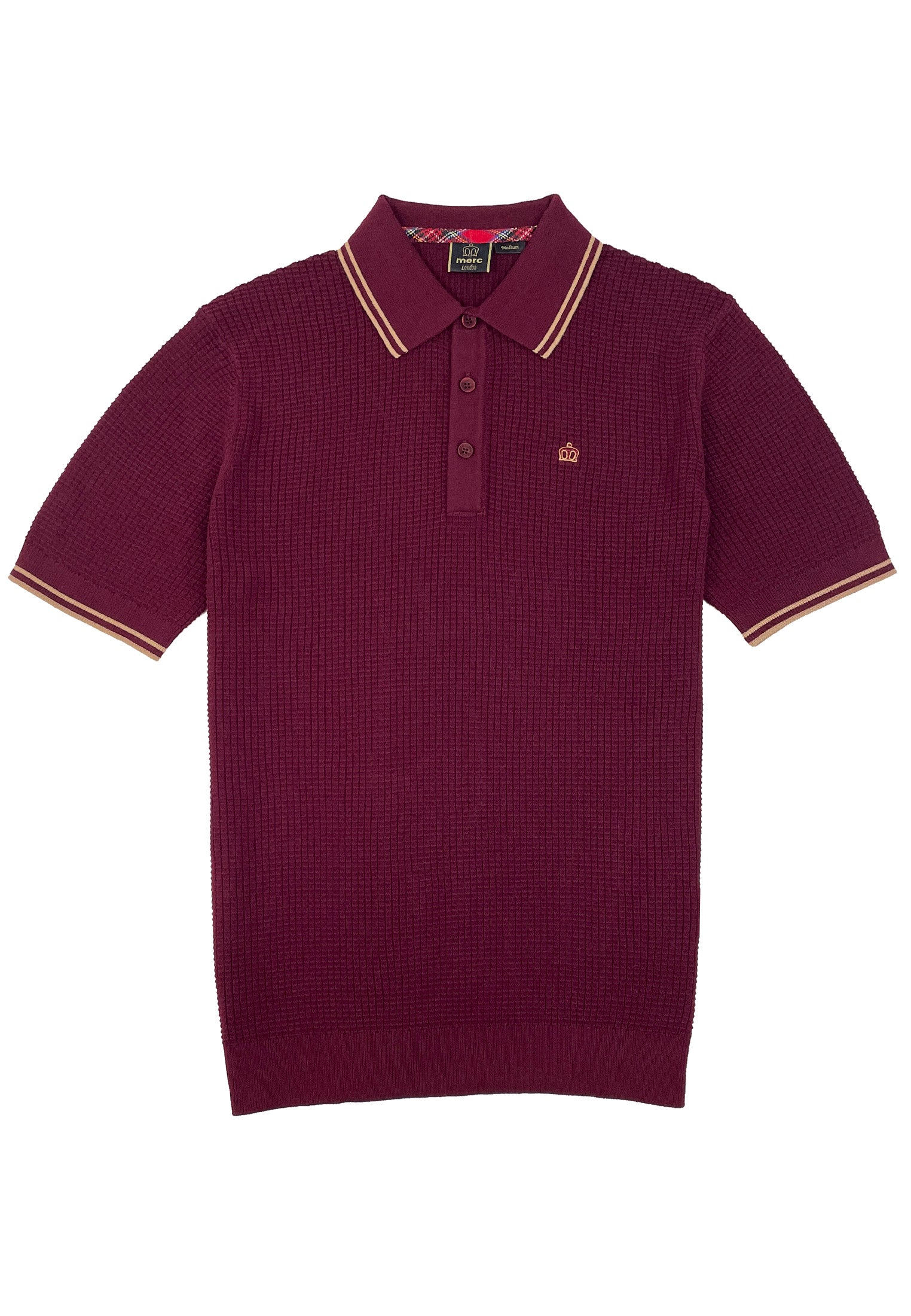 Waffle Knitted Polo Shirt Front by Merc
