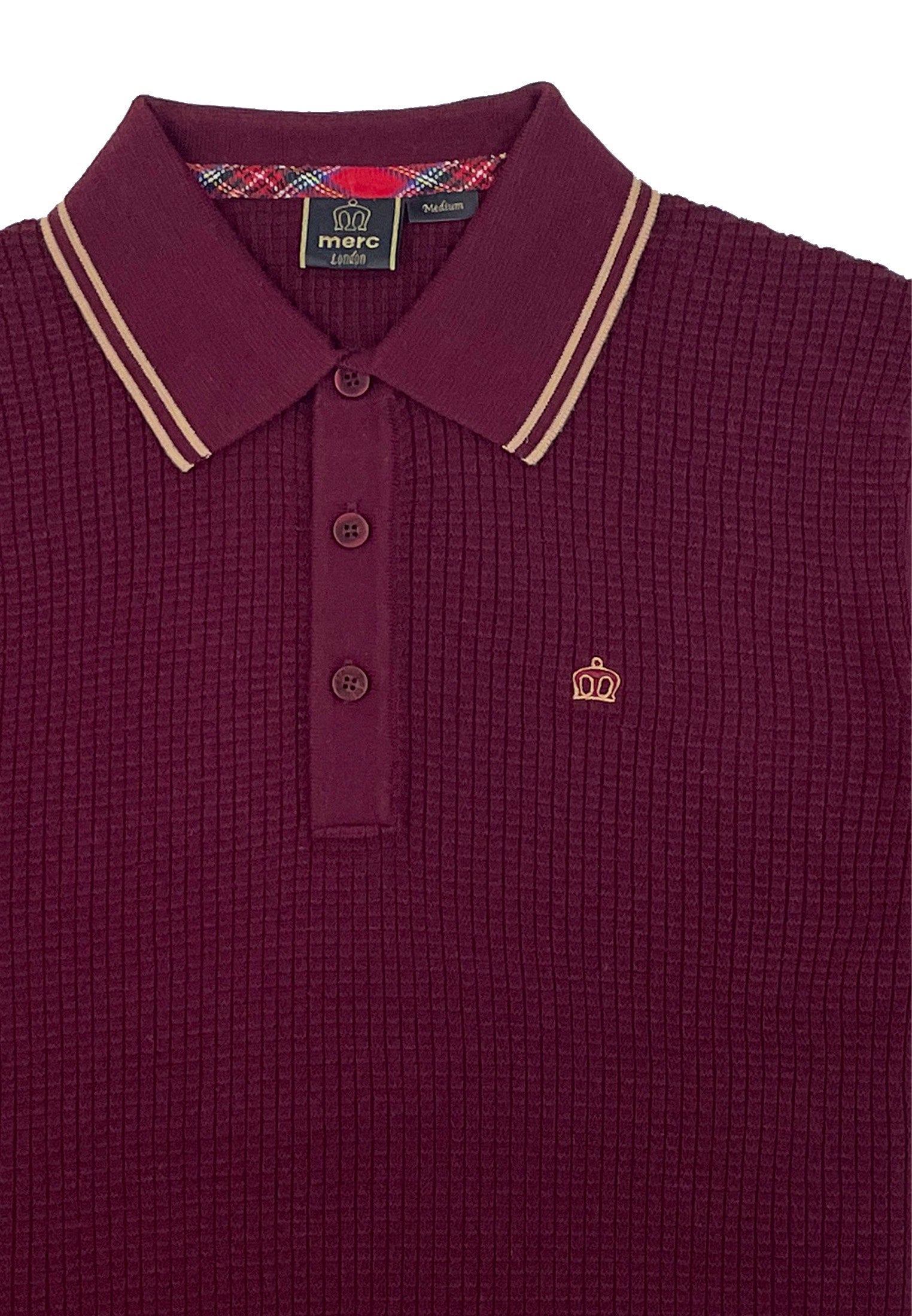 Waffle Knitted Polo Shirt Front by Merc
