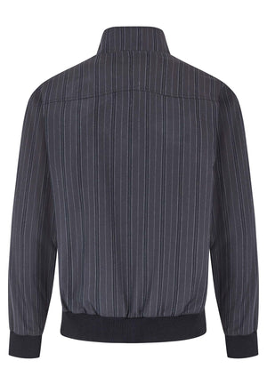 colour_Dark Grey|Foubert Men's Stripe Harrington Jacket [MADE IN ENGLAND]