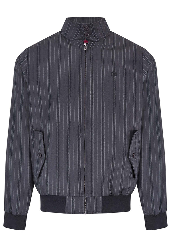 colour_Dark Grey|Foubert Men's Stripe Harrington Jacket [MADE IN ENGLAND]