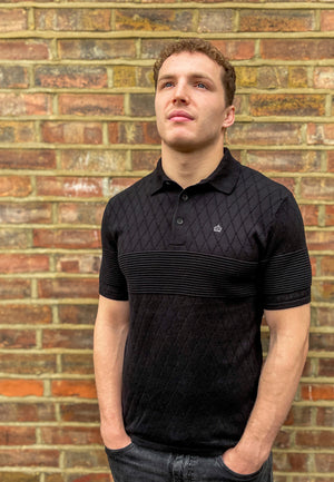 colour_Black|Kntted Polo Shirt