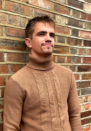colour_Tan Marl|High Neck Jumper