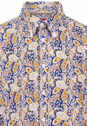 colour_Navy|Long Sleeve Paisley Printed Shirt by Merc 
