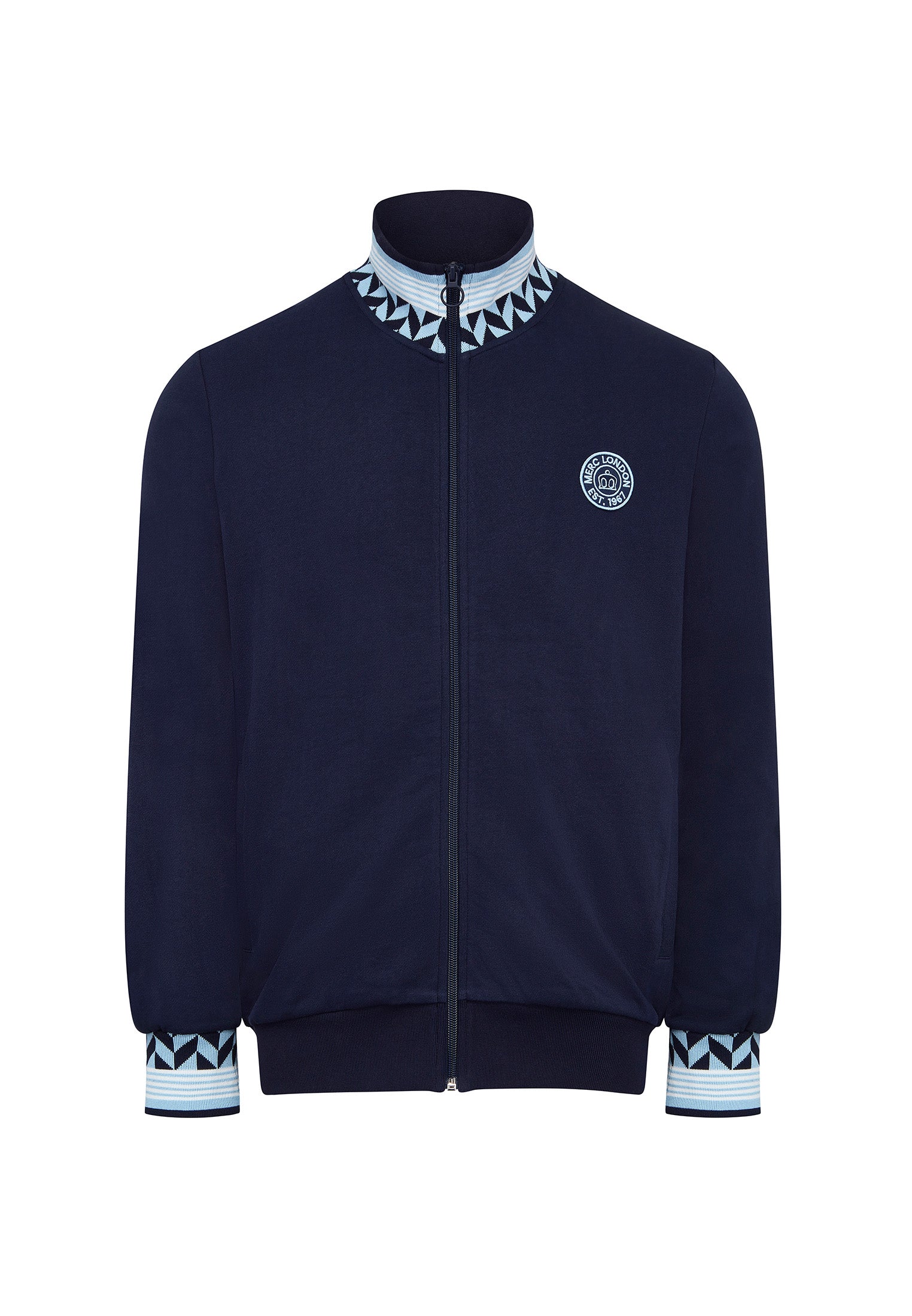 colour_Navy|Zip Through Track Top With Chest Logo Badge