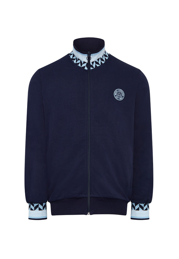 colour_Navy|Zip Through Track Top With Chest Logo Badge