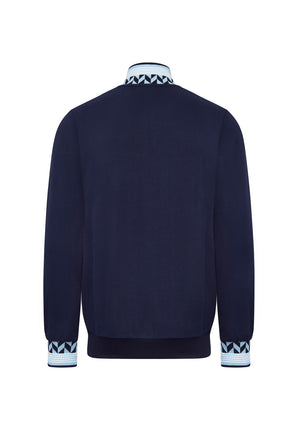 colour_Navy|Zip Through Track Top With Chest Logo Badge