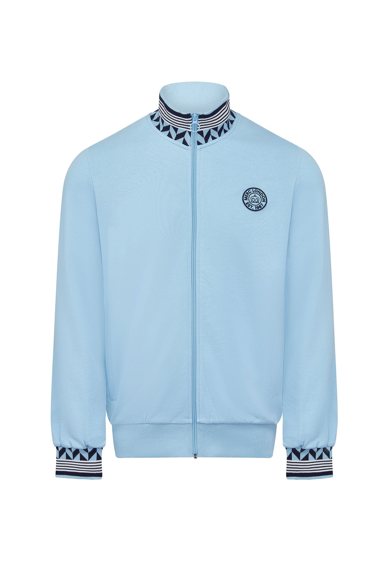 colour_Sky|Zip Through Track Top With Chest Logo Badge