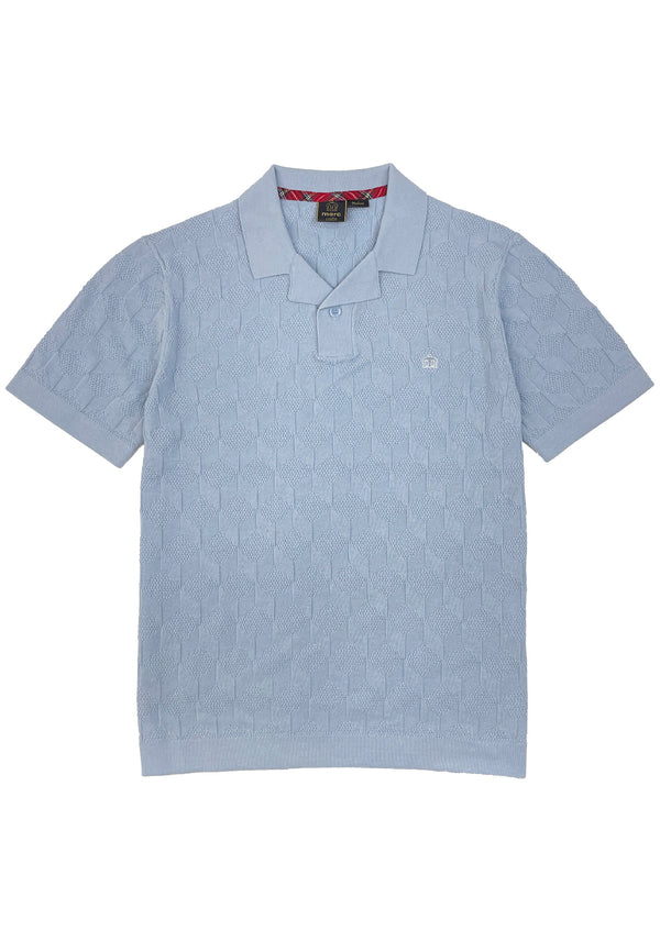 colour_Sky|Geo Knitted Polo Shirt