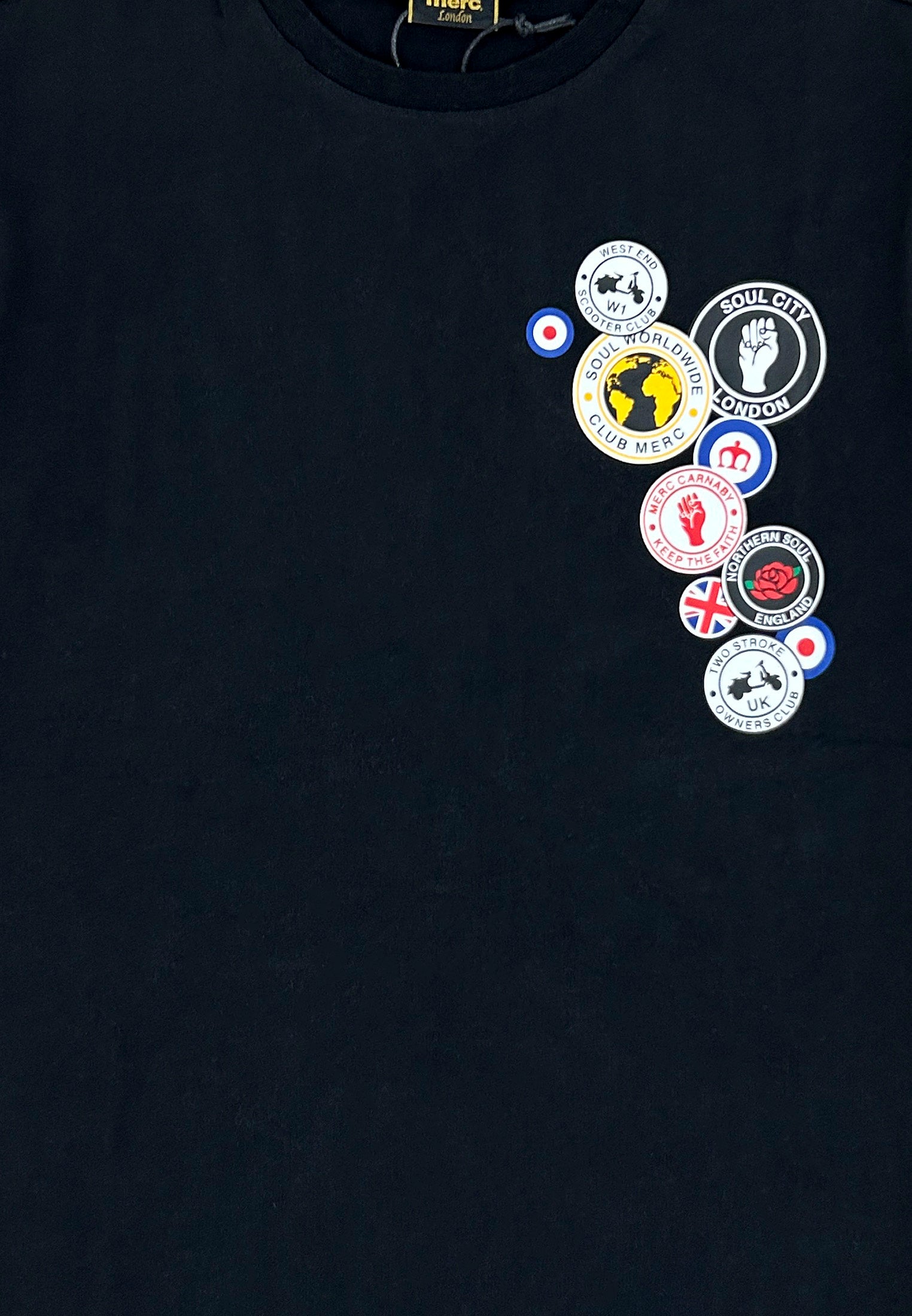 Badges Graphic Print T-Shirt by Merc London