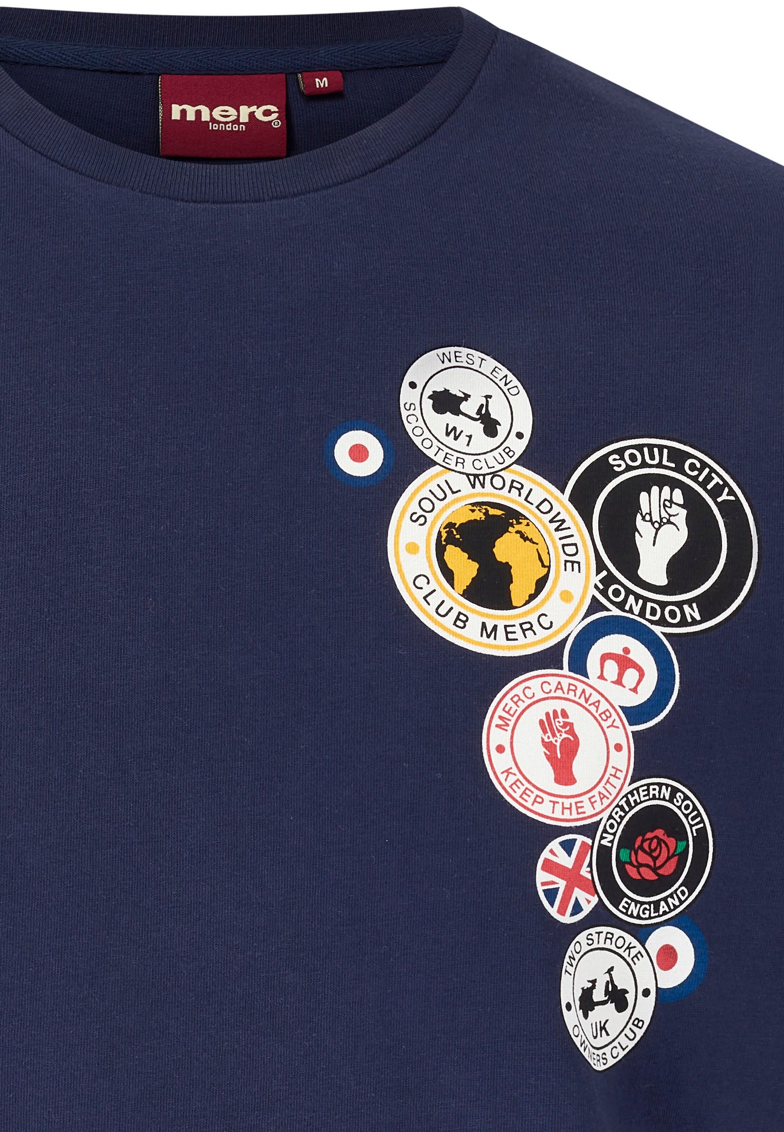 Badges Graphic Print T-Shirt by Merc London