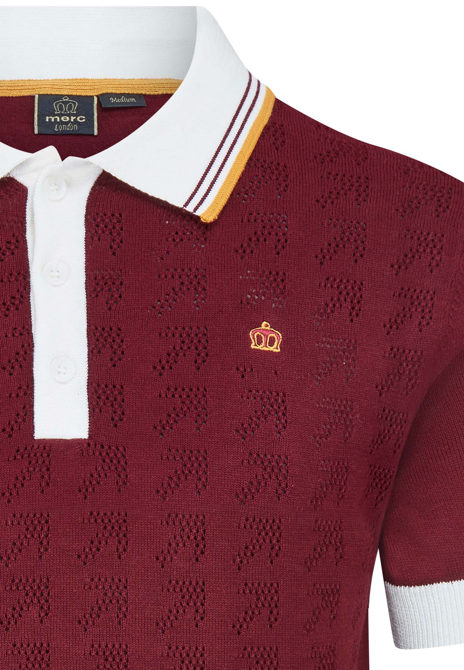 colour_Burgundy|Pointelle Knitted Polo Shirt by Merc