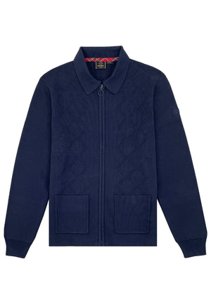 colour_Navy|Knitted Zip Jacket