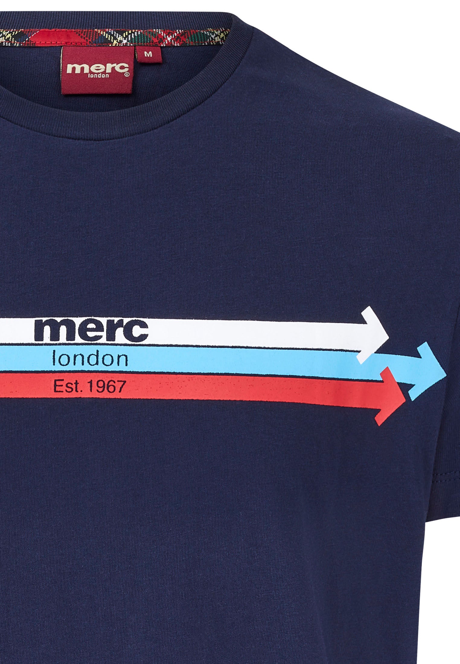 Right Arrows Print Merc London T-Shirt in Dark Blue