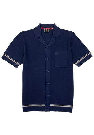 colour_Navy|Knitted Polo Shirt