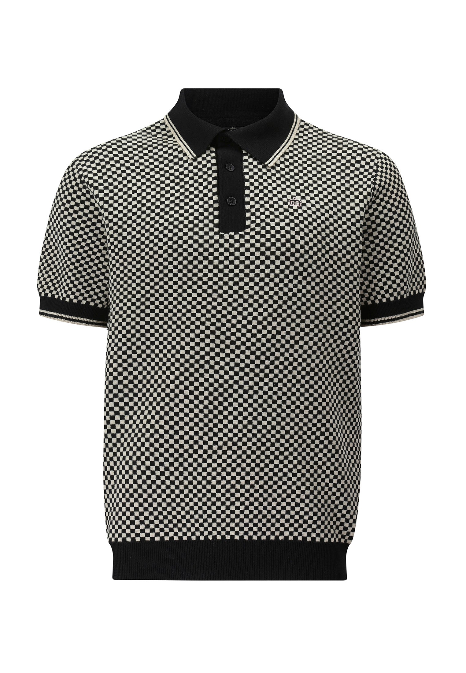 Check Knitted Polo Shirt by Merc