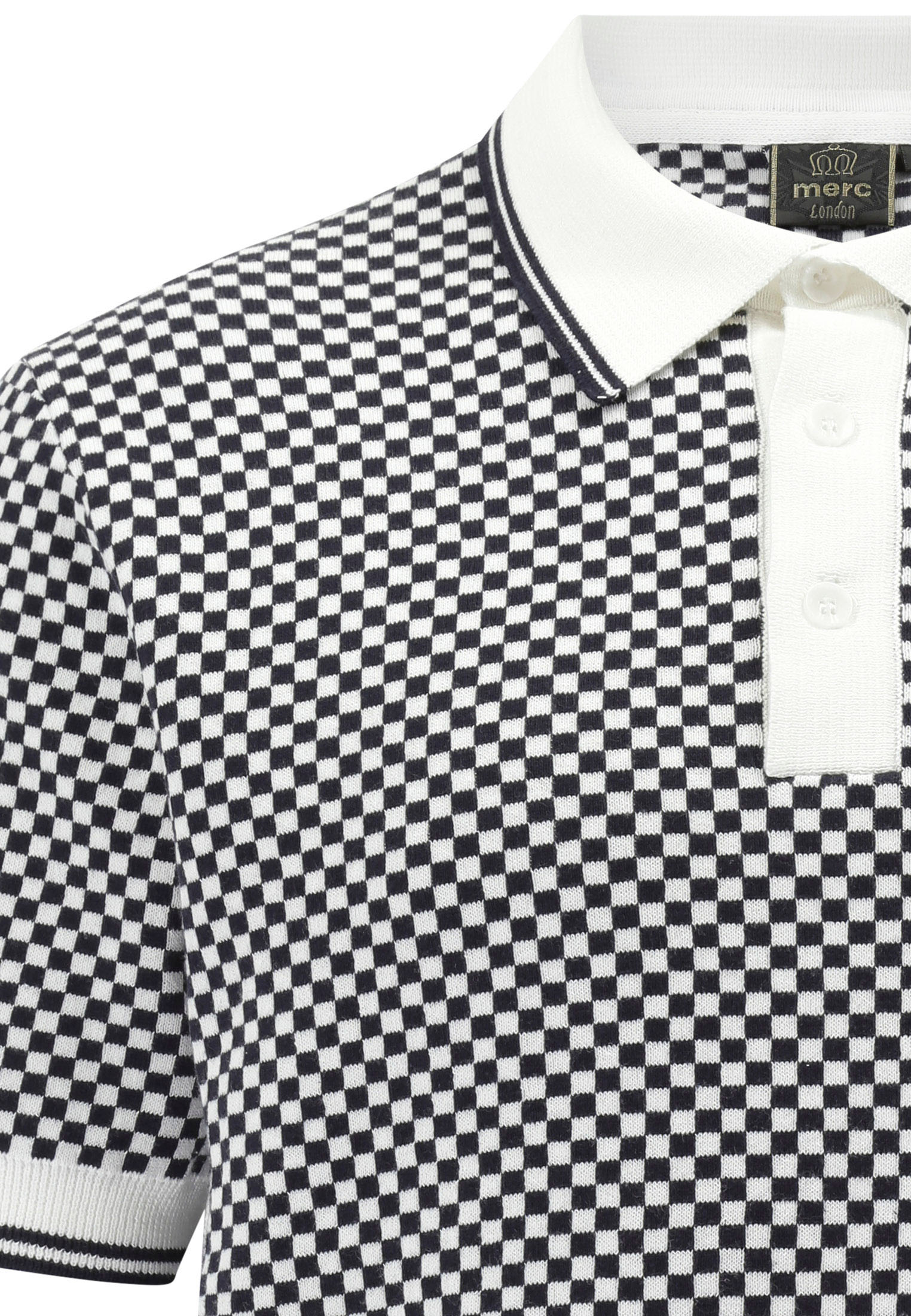 Check Knitted Polo Shirt by Merc