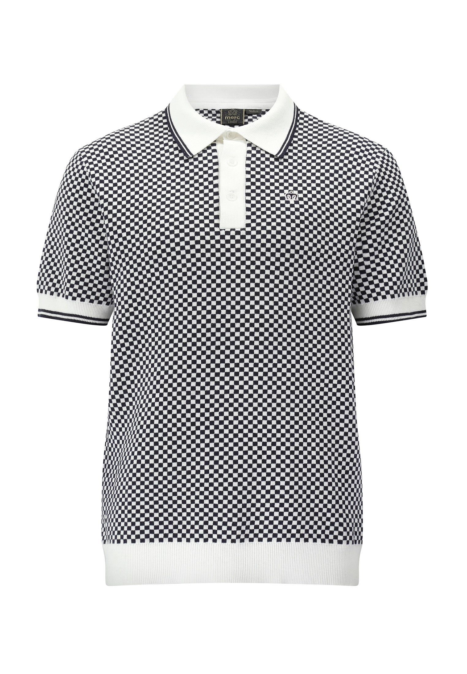 Check Knitted Polo Shirt by Merc