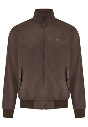 colour_Dark Brown|Wimpole Brown Tonic Harrington Jacket [MADE IN ENGLAND]