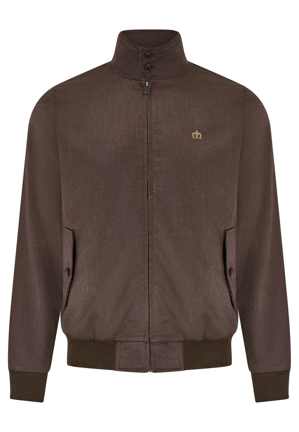 colour_Dark Brown|Wimpole Brown Tonic Harrington Jacket [MADE IN ENGLAND]