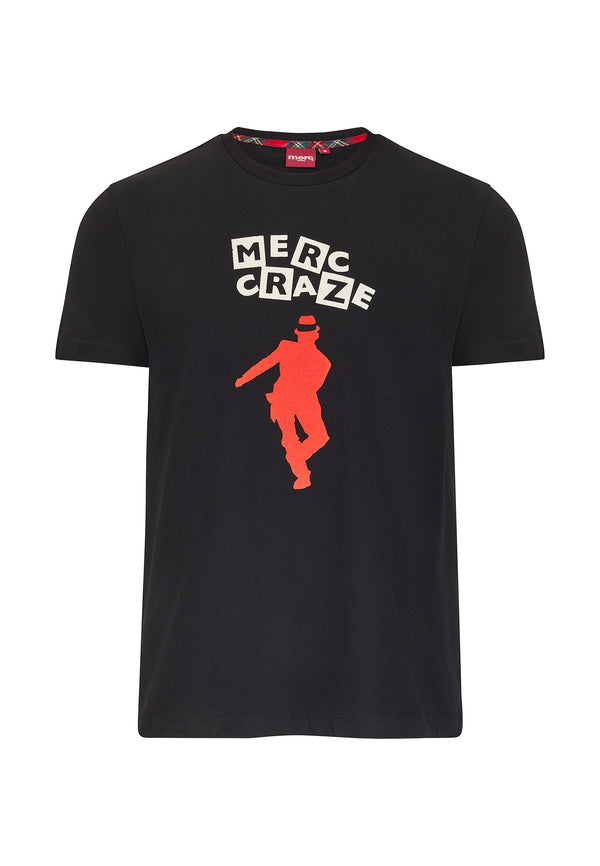 colour_Black|Mens Printed Shirt with Dancing Man