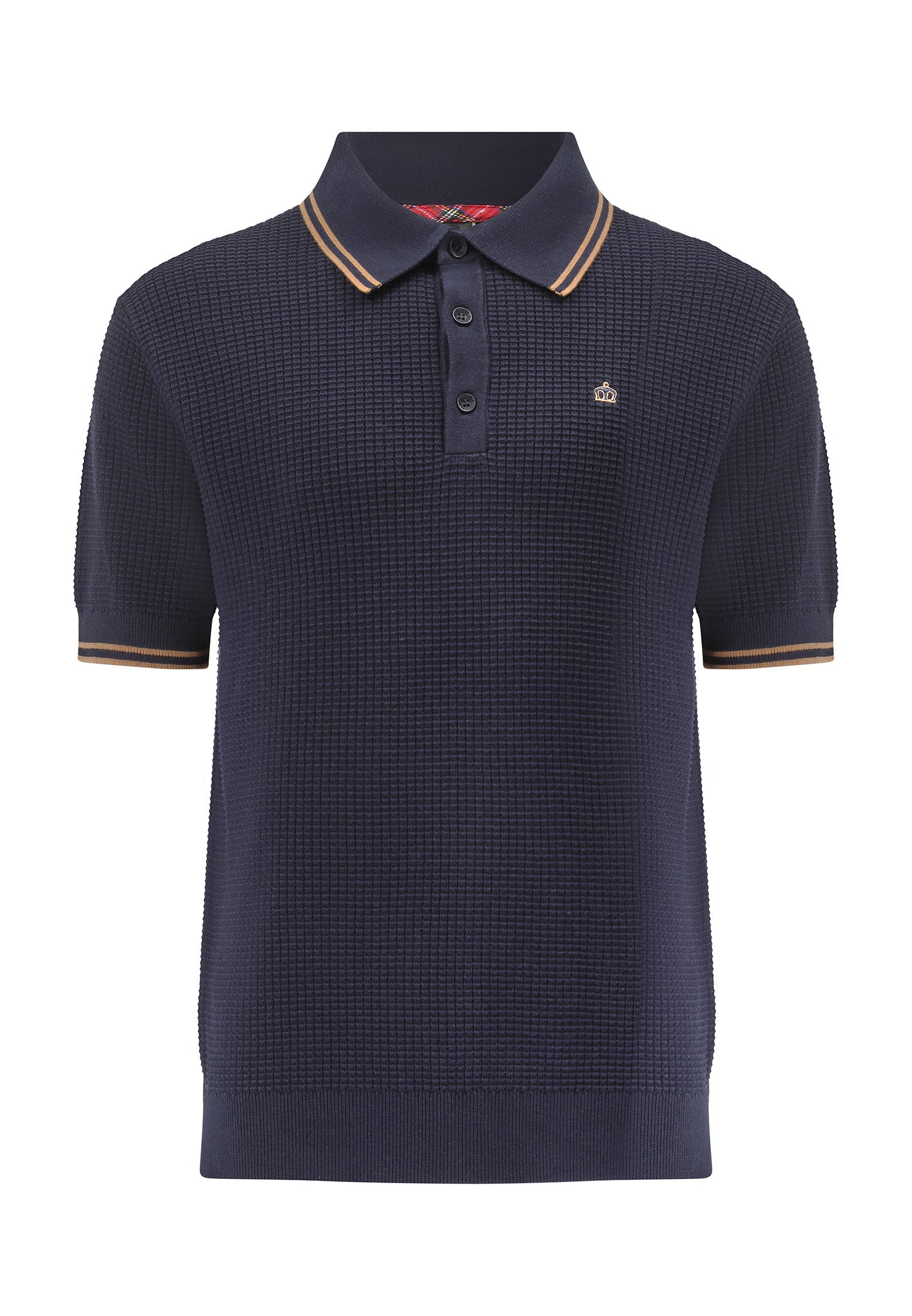 Waffle Knitted Polo Shirt Front by Merc