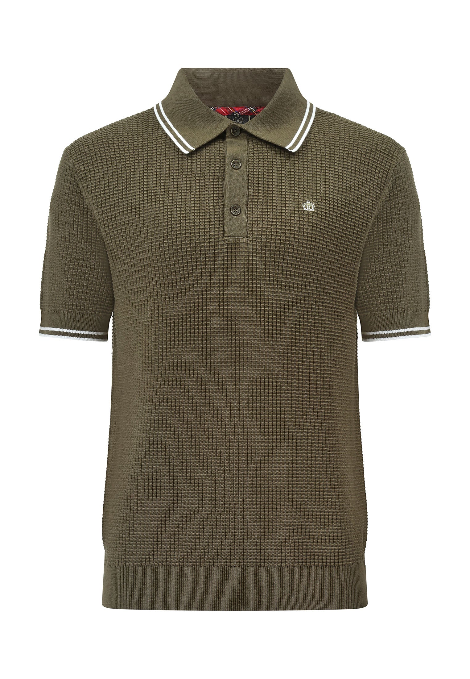 Waffle Knitted Polo Shirt Front by Merc