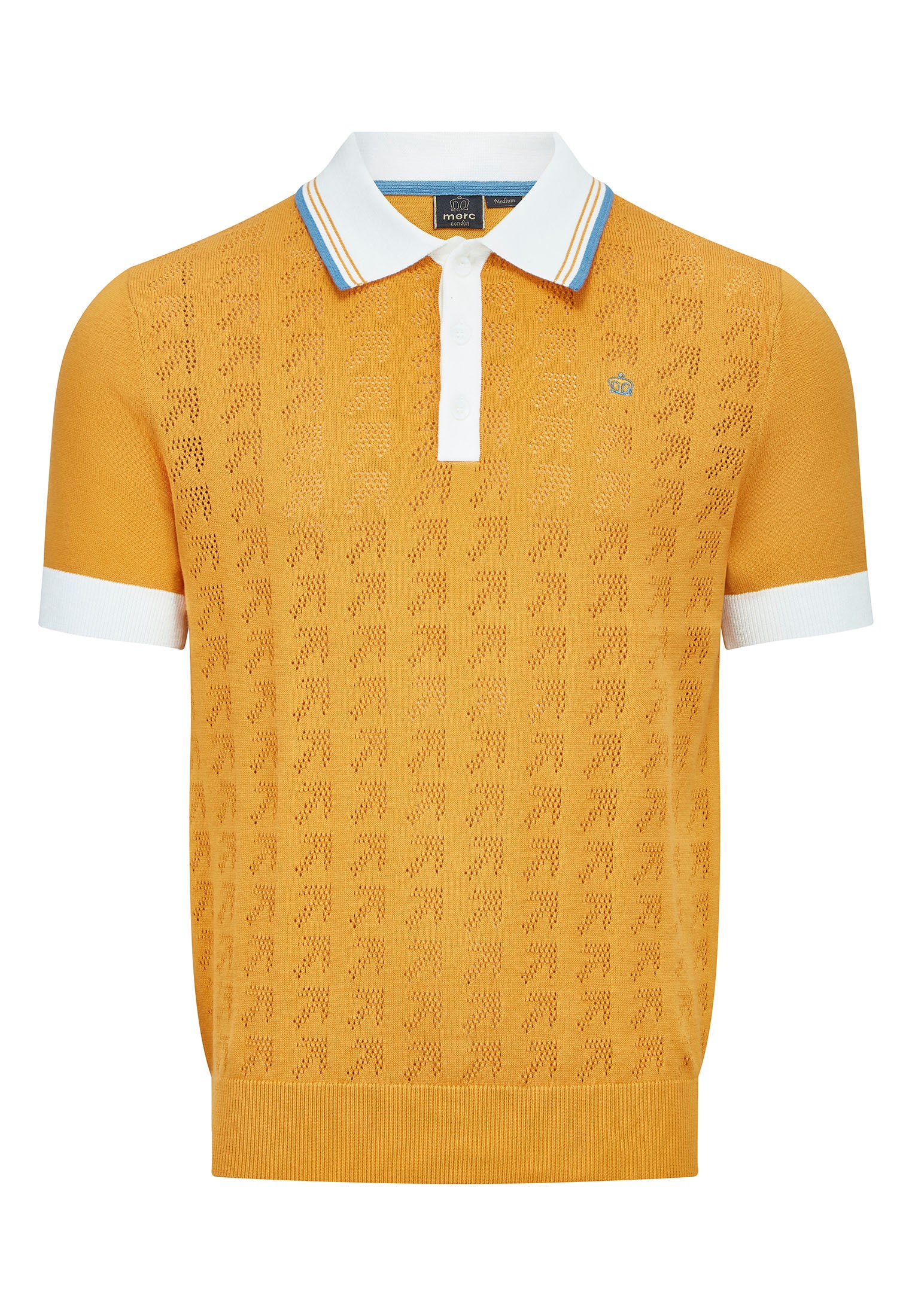 Pointelle Knitted Polo Shirt by Merc