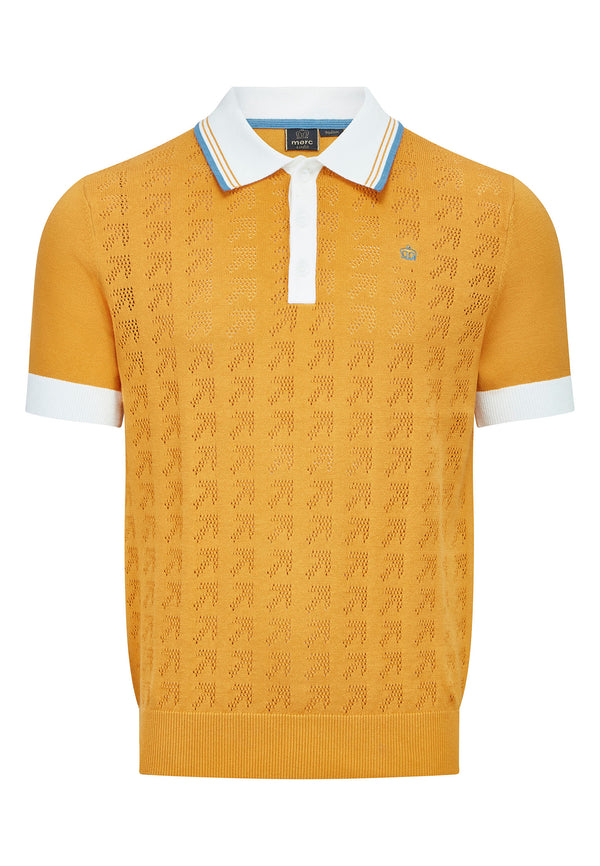 colour_Ochre|Pointelle Knitted Polo Shirt by Merc