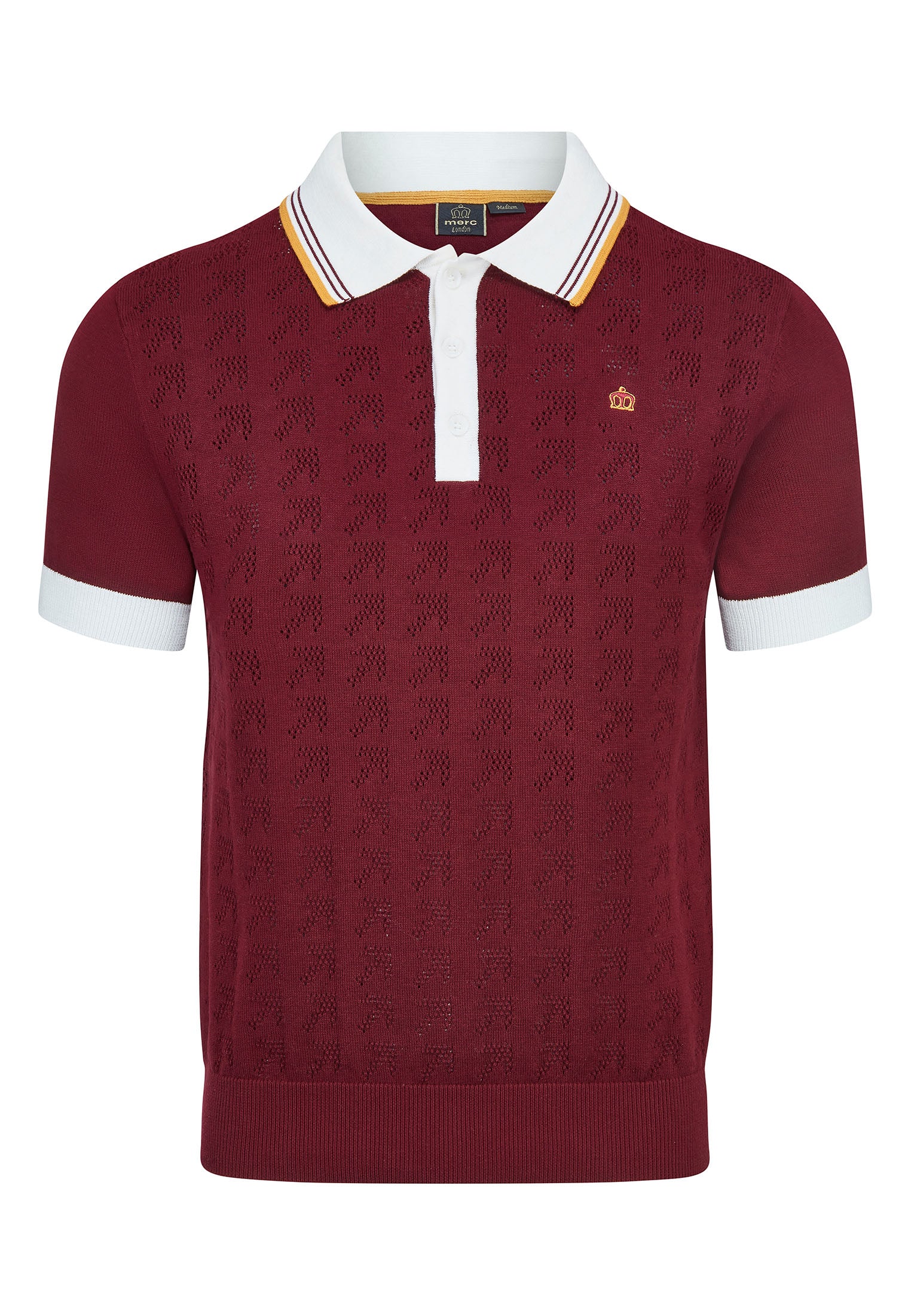 colour_Burgundy|Pointelle Knitted Polo Shirt by Merc
